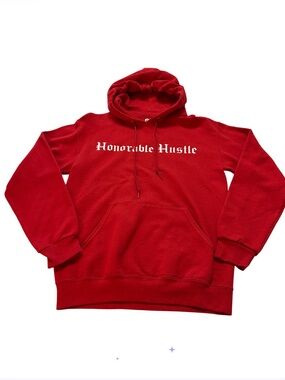 On The Grind (OTG) "Honorable Hustle Red Fleece Streetwear Hoodie Unisex S